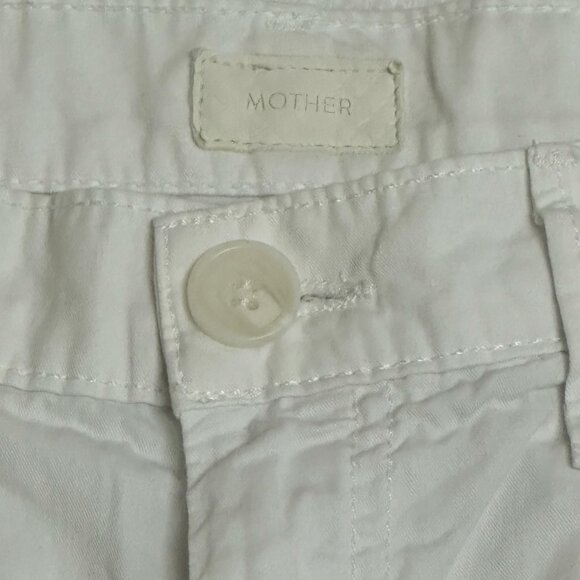 MOTHER THE DROPOUT CUFF SHORT, WHITE, S 27 - Picture 7 of 12